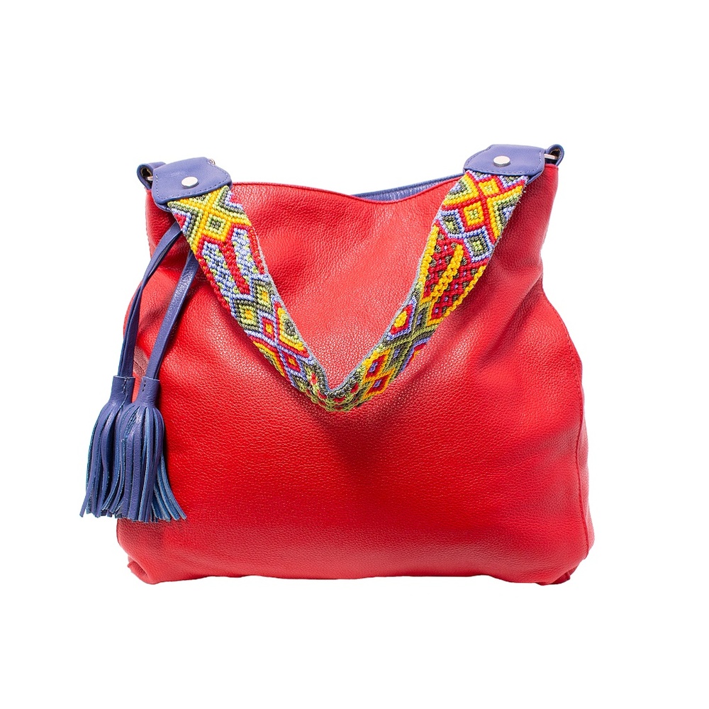 Cristina Orozco Red Leather Shoulder Handbag